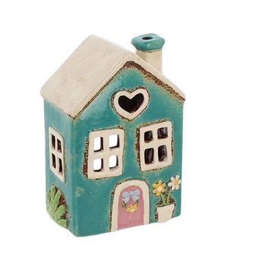 Teal House With Heart Window